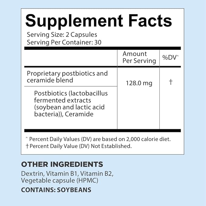 FRESHLITE Japanese Clear Skin Ceramide Supplement – Plant-Based Ceramide & Postbiotics for Hydration, Barrier & Elasticity – Helps Reduce Acne & Irritation – Non-GMO, Gluten-Free, 60 Vegan Capsules