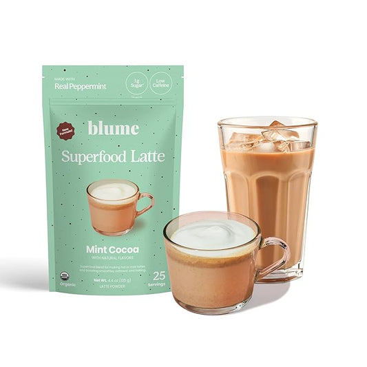 Blume Mint Cacao Blend - Superfoods latte with Brain Boosting Adaptogen Organic Cacao - Keto Friendly & Vegan Hot Chocolate - 30 Servings