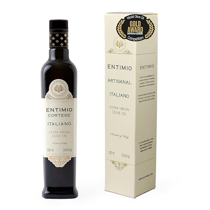 Entimio Cortese +700 mg/kg Polyphenol Rich Organic Extra Virgin Olive Oil, New 2024-2025 Early Harvest Italian Olive Oil from Tuscany, Italy, 2025 Gold Winner, Cold Extracted, Lab Tested - 16.9 fl oz