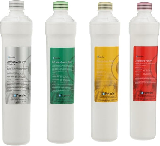 Watts Premier RO Pure Plus 4-Pack Filtration Kit for 4 Stage Pure Plus/Zero Pure Plus Reverse Osmosis System, Push Button Water Filter Replacement, Sediment Filter, Carbon Pre-Filter, VOC, Membrane