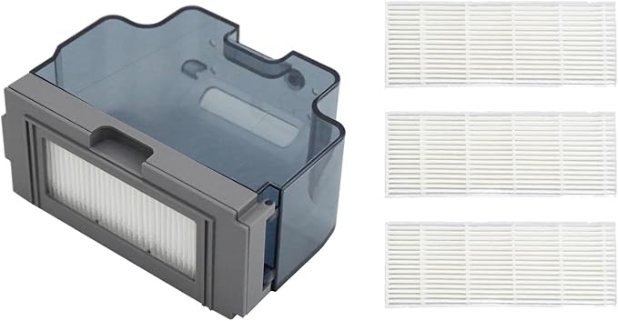 Usoway Robot Vacuum Replacements Parts Fit For Lefant M210/M213/M210b, For Okp K2 K2p K3 K4 K5 L1 K2p Robot Vacuum Cleaner, Vacuum Dust Pan, Side Sweep Edge Brush HEPA Filter (Dustbin& Filter-4pc)