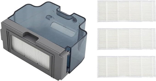 Usoway Robot Vacuum Replacements Parts Fit For Lefant M210/M213/M210b, For Okp K2 K2p K3 K4 K5 L1 K2p Robot Vacuum Cleaner, Vacuum Dust Pan, Side Sweep Edge Brush HEPA Filter (Dustbin& Filter-4pc)
