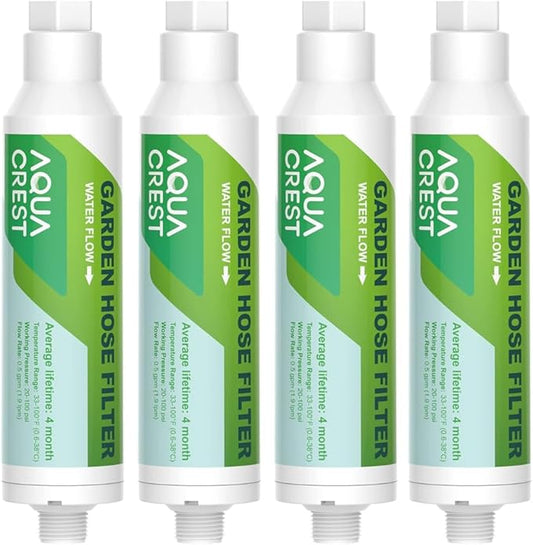 AQUA CREST Garden Hose Water Filter for Plants, Greatly Reduces Chlorine, Odor, Improve Plants Health, Ideal for Organic Gardening, Farming and Pets, Pack of 4