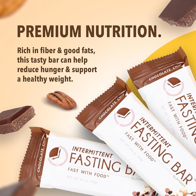 Prolon Fasting Bars | 5g Protein, 7g Fiber | Keto-Friendly, Gluten-Free, Dairy-Free, Plant-Based | Nutrition for Intermittent Fasting | Formulated to Not Break Your Fast | Chocolate Chip (24 Count)