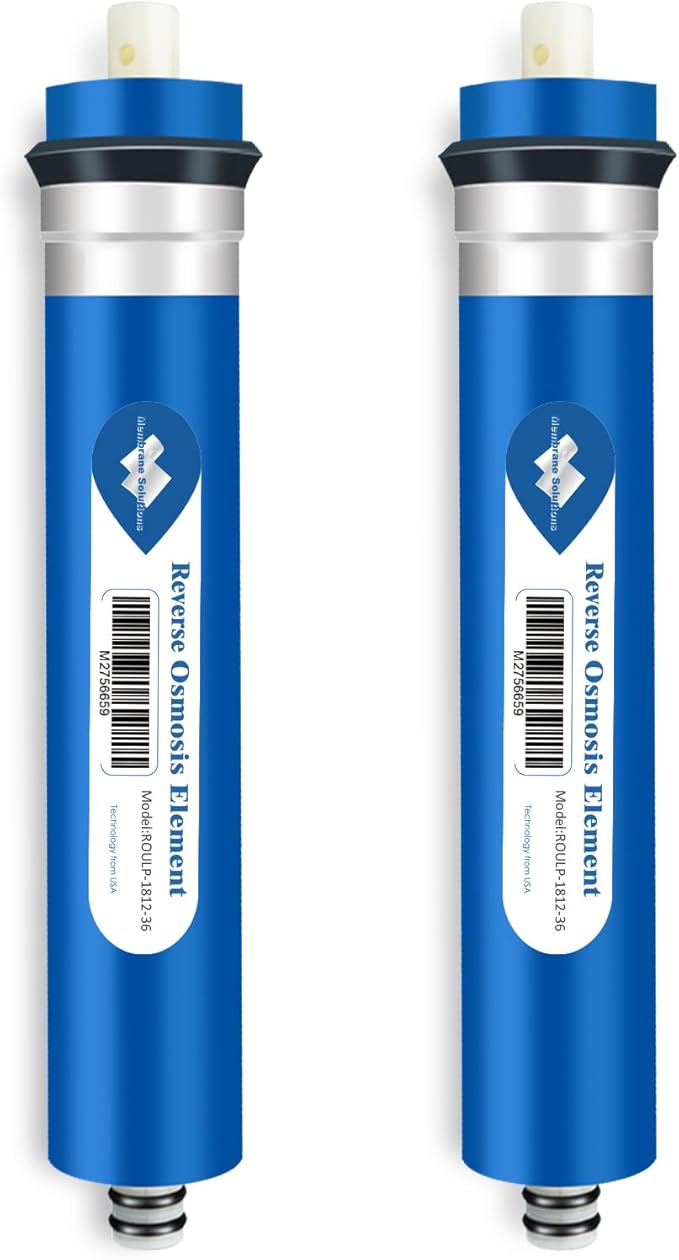 Membrane Solutions 36 GPD Reverse Osmosis Membrane, 11.75 inch x 1.75 inch RO Membrane Replacement for Under Sink Home Drinking RO Water Purifier System (2-Pack)