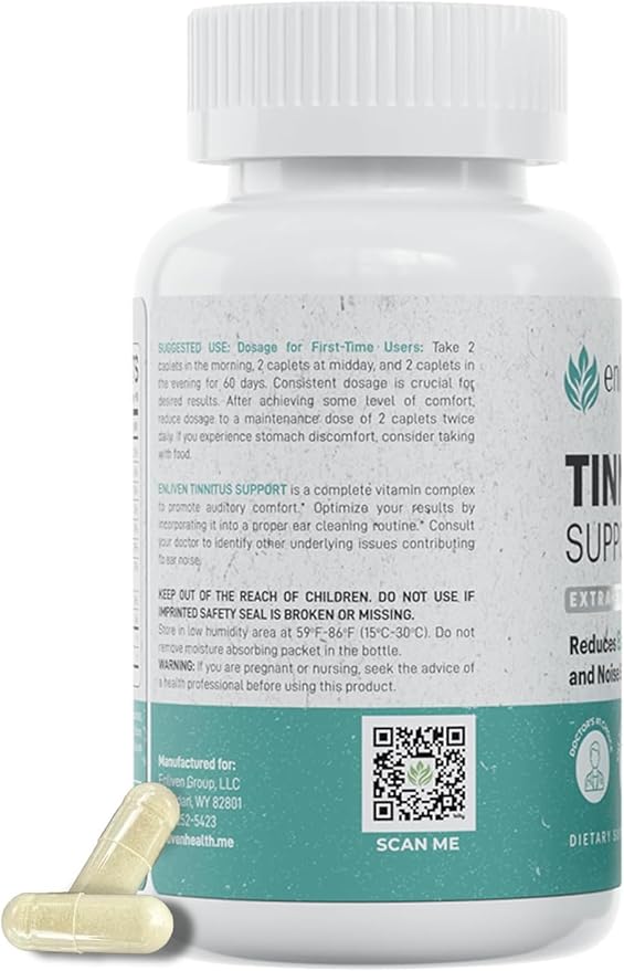 Tinnitus Relief Pills for Ringing Ears & Ear Health | Extra Strength Tinnitus Supplement with Bioflavonoids, B12 & Inositol | Supports Sleep, Focus & Auditory Clarity | 60 Caplets | 2 Pack