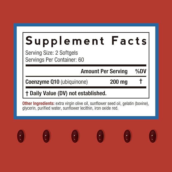 Doctor's Recipes CoQ10 200mg Per Serving, High Absorption Coenzyme Q10 Supplement with Olive Oil, Heart & Vascular Health, Energy Production & Antioxidant Support, 2 Month Supply, 120 Softgels