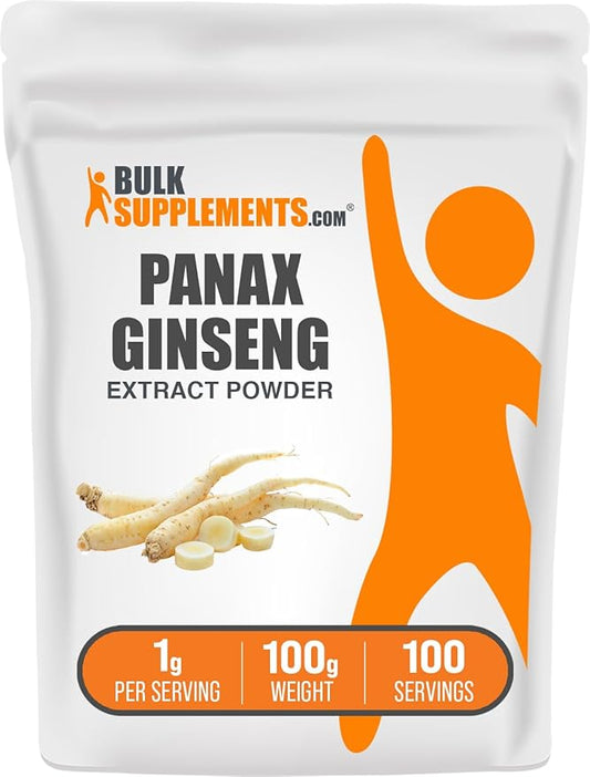 BulkSupplements.com Ginseng Root Extract Powder - Panax Ginseng Supplement, Herbal Supplement - Vegan & Gluten Free, 1g per Serving, 100g (3.5 oz) (Pack of 1)