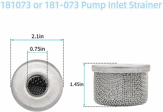 181073 or 181-073 Pump Inlet Strainer，Inlet Strainer Screen Filter 1/2" NPT Thread Stainless Steel with for Airless Paint Sprayer 455 495 Ultra 500 Ultra Max 695 (2-Pack)