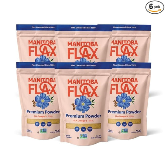 Ground Flax Seed | Manitoba Milling Co | Six 1lb Bags | Smooth Milled Flaxseed Fiber with Protein, Omega 3 | Gluten Free, Non-GMO Gourmet Milled Flaxseed for Muffins, Yogurt, Smoothies