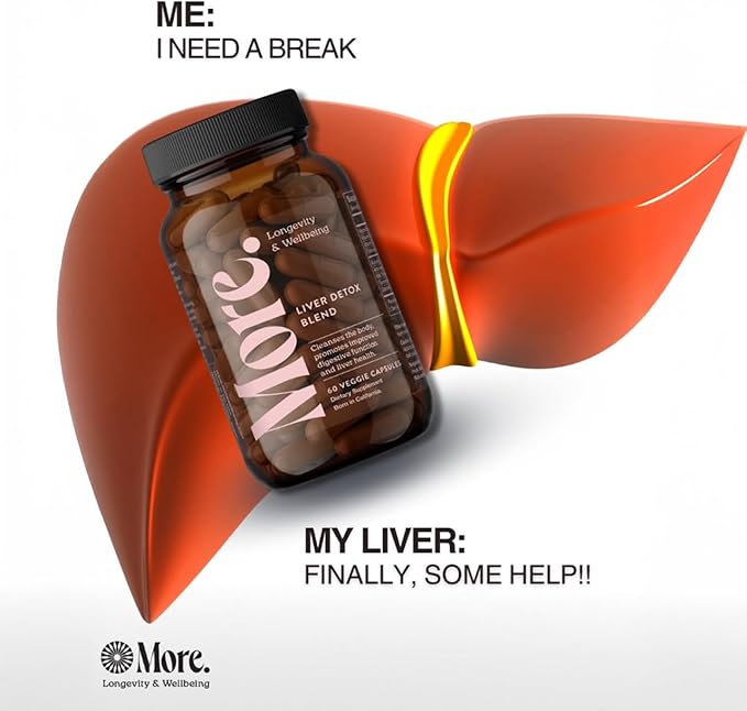 More. Longevity & Wellbeing Liver Support & Cleanse – Potent Extract-Based Formula with Antioxidants and Amino Acids – Liver Health & Digestive Balance – 60 Capsules (Made in USA)