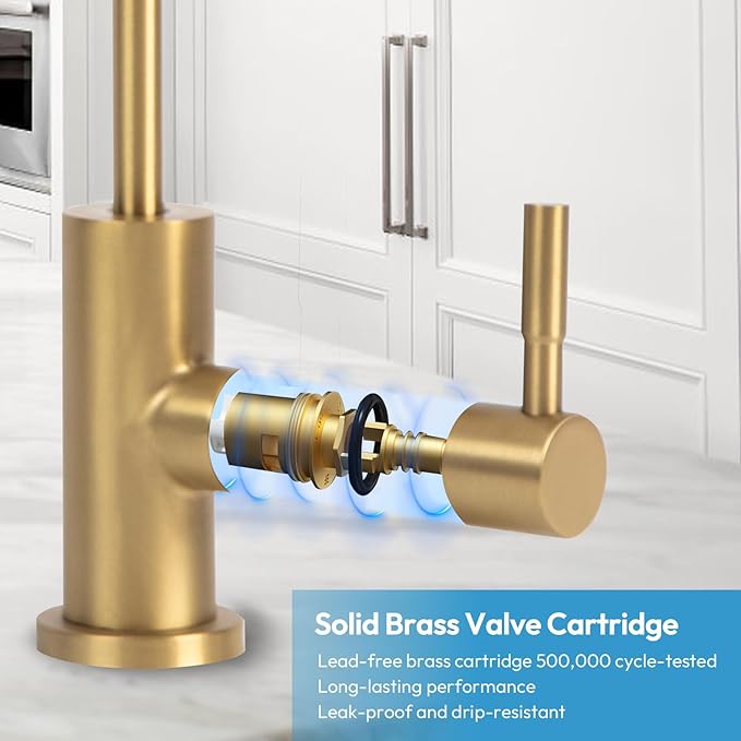 Reverse Osmosis Faucet, Filtered RO Drinking Water Faucet for Kitchen Sink, Non-Air Gap, 360-degree Rotation, Lead-Free, 304 Stainless Steel, Brushed Gold