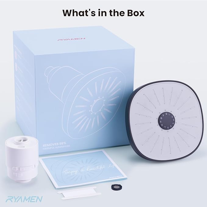 Filtered Shower head, Rain Shower Head with Filter, High Pressure Shower Filter Head for Hard Water, 99% REMOVAL for Chlorine, Heavy Metals, Improves Skin & Hair, Matte Black