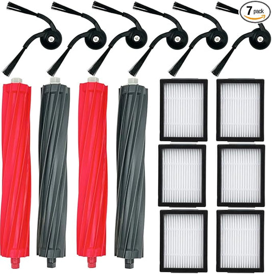 Replacement Parts accessories for iRobot Roomba e5 e6 i1 i2 i3 i4 i5 i6 i7 i8 j5 j6 j7 j8 and all Plus i e j Series Vacuum Cleaner 2 Set Roller Brushes 6 HEPA Filters 6 Tangle-Free Side Brushes