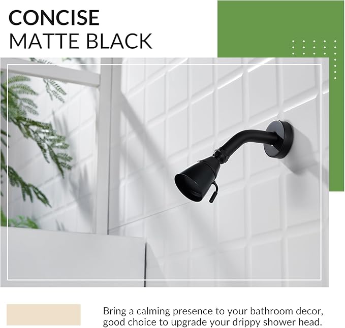 APLusee Matte Black High Flow Replacement Shower Head, Metal Brass Flexible Bathroom Shower Sprayer