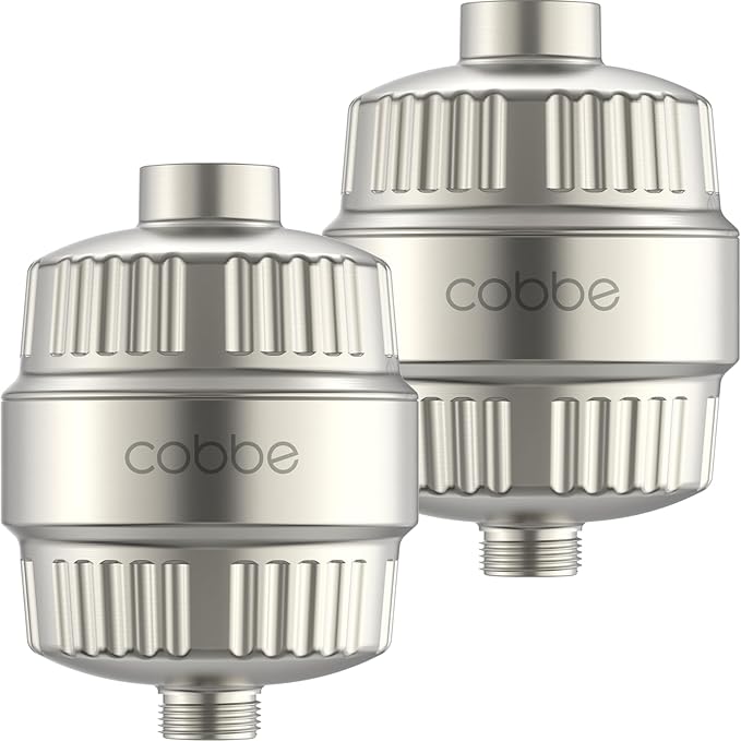 Cobbe HD HEAVY DUTY High Output Shower Filter 2 Pack – 99% REMOVAL Shower Head Filter for Hard Water, Heavy Metals, Chlorine and Harmful Substance, Improve your skin and hair, Brushed Nickel