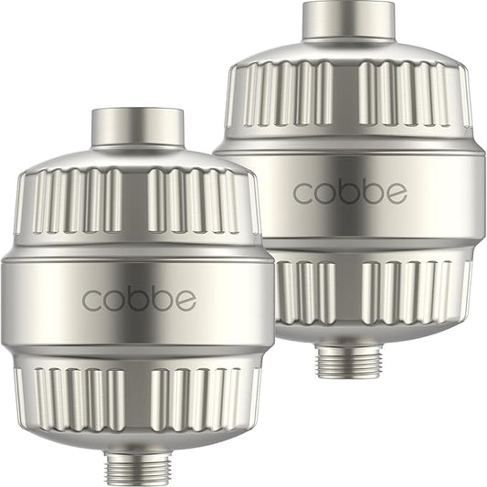 Cobbe HD HEAVY DUTY High Output Shower Filter 2 Pack – 99% REMOVAL Shower Head Filter for Hard Water, Heavy Metals, Chlorine and Harmful Substance, Improve your skin and hair, Brushed Nickel
