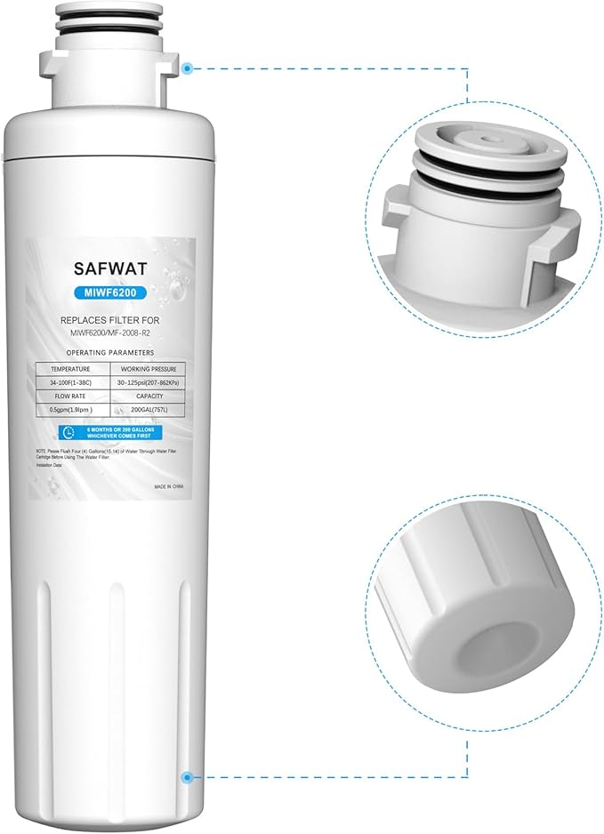 MIWF6200 Replacement for Midea MF-2008-R2 Sharp SJWF200 Zline MIWFT2100 Insignia NS-WF26SS0-1 Twist-in Refrigerator Water Filter (1 Pack)