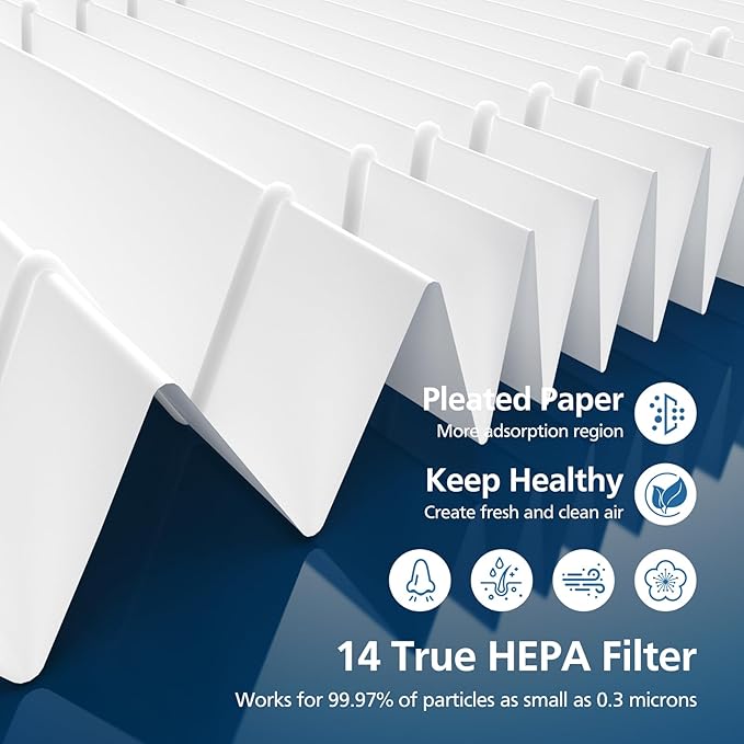 2 Pack 14 True HEPA Replacement Filter Compatible with Puro 240 Air Purifier, 3-in-1 True HEPA Filter Replacement with HP-14 Activated Carbon Filter