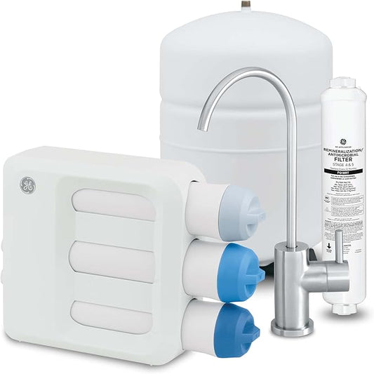 GE 5-Stage Reverse Osmosis Under Sink Water Filtration System with Faucet, Reduces 95+ Impurities including Lead, Chlorine, Arsenic, Filters FQ18PN, FQ18MN, FQ18RT, GXRV40TBN