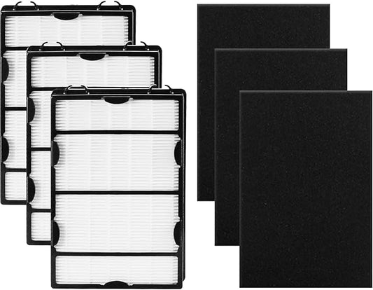 Improvedhand HAPF600 HEPA Filter Replacement for Hol-mes Air Purifier, Replace HAPF600D, HAP615, HAP625, HAP650, HAPF600D-U3, HAP725, HAP750 Filter B, 3 HEPA Filters & 3 Carbon Pre-filters