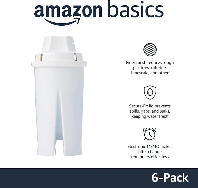Amazon Basics Replacement Water Filters for Water Pitchers, BPA-Free, WQA & NSF Certified, Compatible with Brita Water Pitchers & Drinking Water Filter Systems, 1 Year Filter Supply, 36-Pack