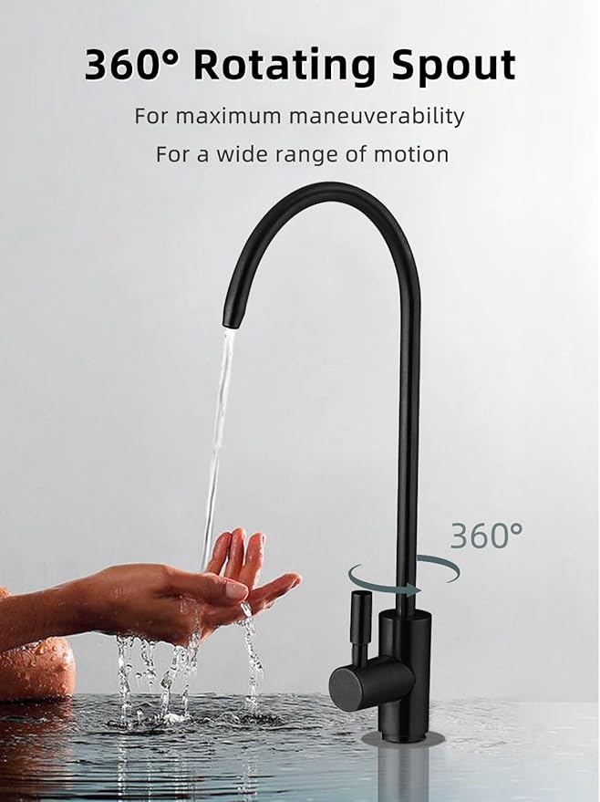 Drinking Water Faucet Matte Black,Lead-Free Water Filter Faucet,Easy to Install Reverse Osmosis Faucet for Kitchen Bar Sink
