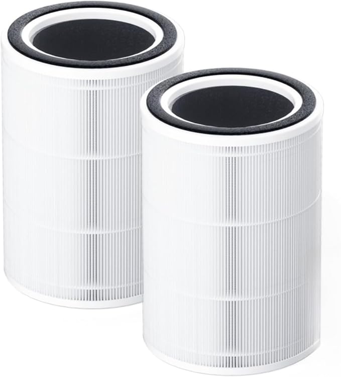 2Pack HAP604 Replacement Filter for ECOSELF HAP604, 3-In-1 Air Filter Efficiency Activated Carbon Filtration System, White