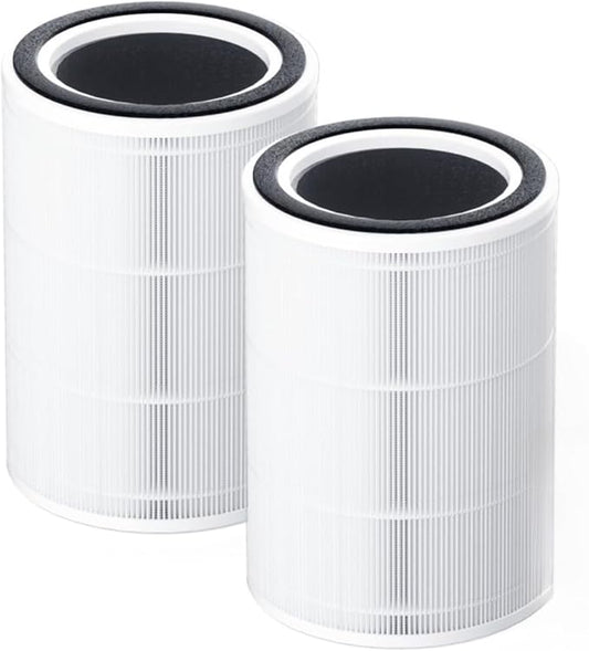 2Pack HAP604 Replacement Filter for ECOSELF HAP604, 3-In-1 Air Filter Efficiency Activated Carbon Filtration System, White