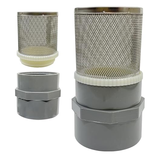 2 inch Stainless Steel Filter Cover Connected to 2 inch/DN50 Grey PVC Filter Water Pipe, Suction Strainers Used to Remove Debris and Reduce Solid Entry（1pcs）