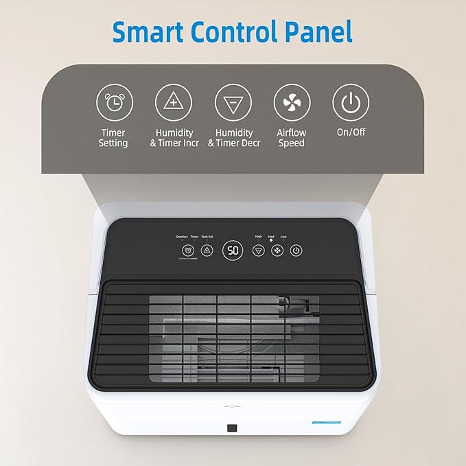 25-Pint Portable Efficient Dehumidifier for 2000 Sq.Ft – Compressor Unit with Smart Humidity Control, Adjustable Airflow & Timer, Ideal for Basements, Crawl Spaces, Garages & Large Rooms