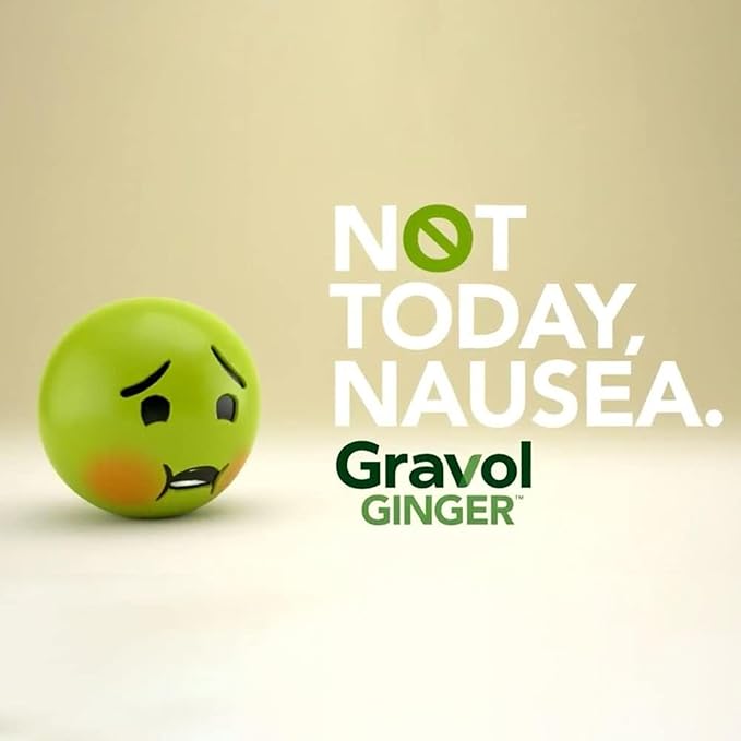 Gravol Ginger Tablets for Upset Stomach and Nausea, 20ct