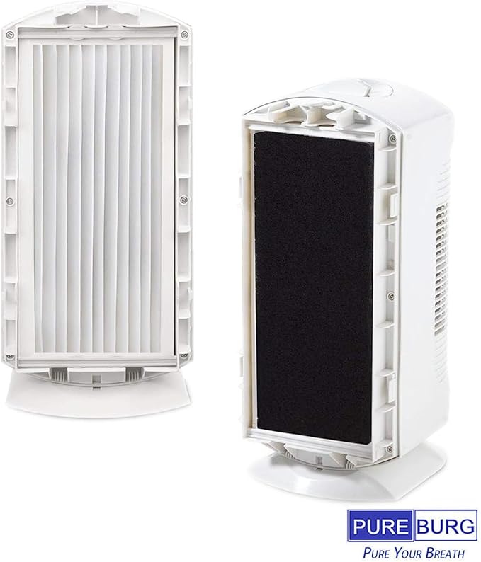 PUREBURG 990051000 Replacement True HEPA Filter Set Compatible with Hamilton Beach TrueAir 04383 04384 04385 04386 Compact Pet Air Purifier,H13 Activated Carbon,2-Pack