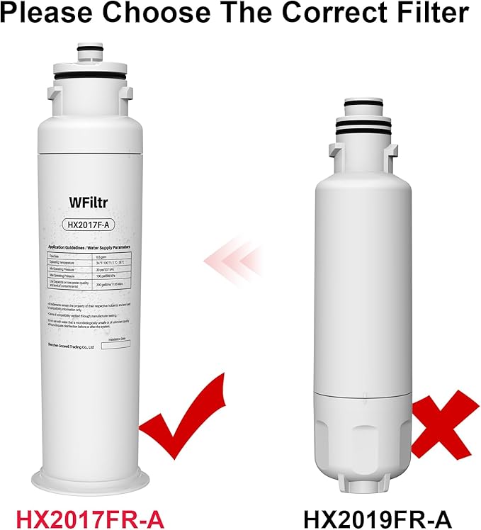 HX2017FR-A Water Filter Compatible with Hisense HRF266N6CSE1, HRF266N6CSE, HRF209N6CSE, HRF254N6TSE, HRF254N6DSE (1 Pack)