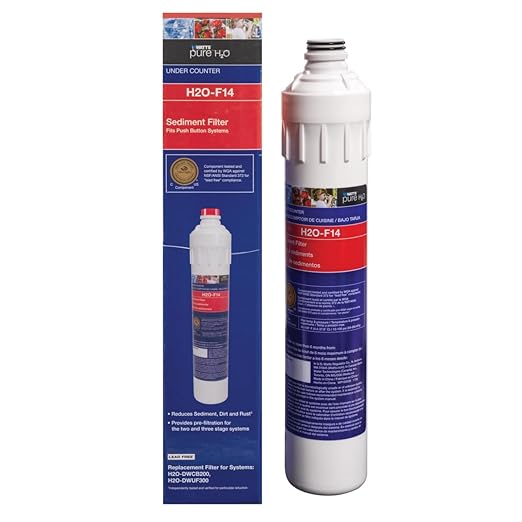 Watts Premier H2O-F14 Pure H2O 5-Micron Sediment Water Filter Replacement for H2O-DWCB200 and H2O-DWUF300 Under Counter Water Filtration Systems, Push Button Design