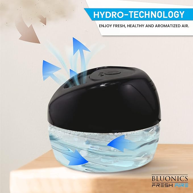 Bluonics Fresh Aire 2-Pack Water Air Purifier with a bottle of Lavender Fragrance, LED Changing Colors & White Noise. Use Scented Fragrance or Essential Oil Concentrate for Aroma Scents - Filterless