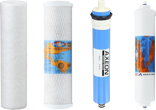 PureValue 4EZ50 Water Filter Replacement Kit - 50 GPD Reverse Osmosis Membrane Included, Complete One-Year Bundle for PureValue RO System, Under Sink Drinking Water Filtration Kit, Made in USA