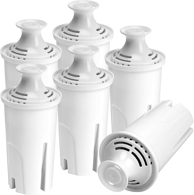 Water Filter Replacement For Brita Pitcher, Large Dispenser, Reduce Chlorine, BPA-Free, Compatible with Brita Classic Ob03, 35557, Mavea 107007, 6 Pack
