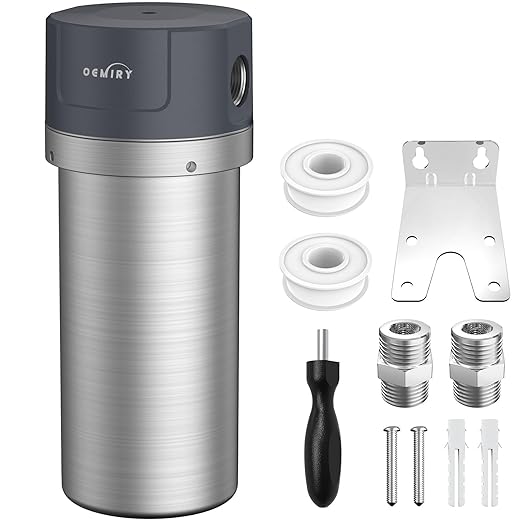 Whole House Water Filter, Stainless Steel Filter Housing, 10"x4.5" Sediment Filter Pre-Filtration System for Well or City Water, 1" or 3/4" NPT Port, 1 Filter