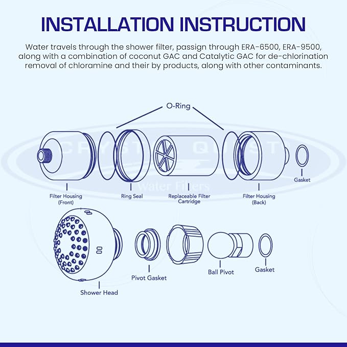 Crystal Quest Shower Filter with Shower Head - Gold - Advanced Multi Stage Filtration for Cleaner Water - Removes Chlorine, Heavy Metals - Promotes Healthier Skin, Softer Hair - Long-Lasting