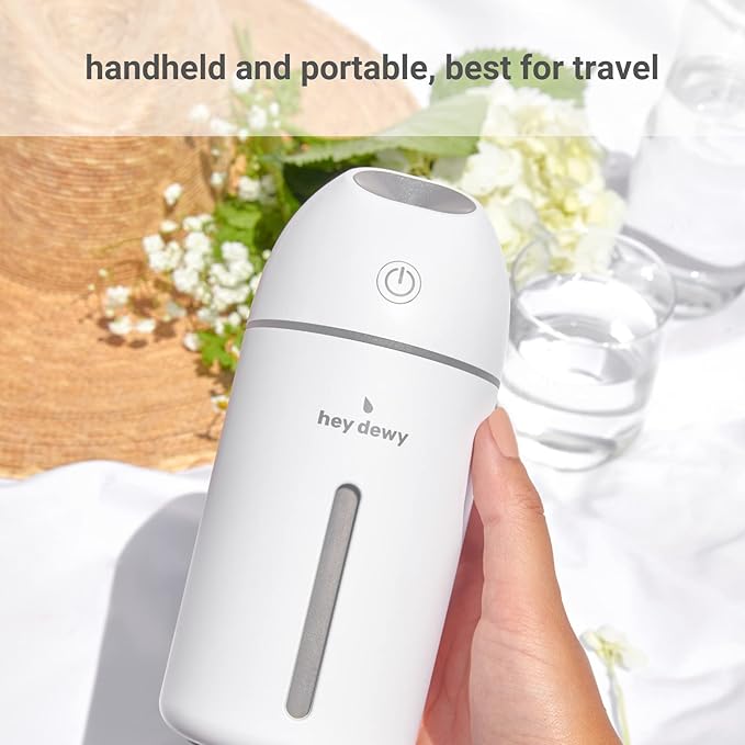 Hey Dewy Wireless, Rechargeable, Self-Care, Skin-Nourishing, Hydrating, Portable Cool Mist Humidifier (Blush)