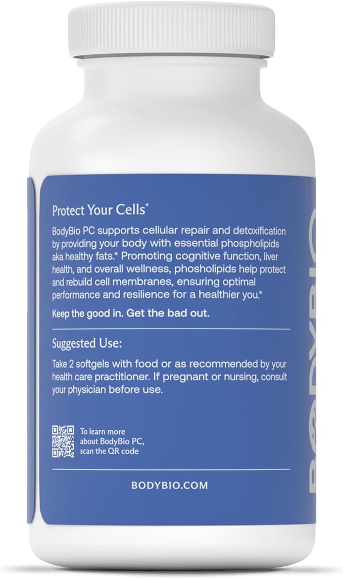 BodyBio PC - Phosphatidylcholine for Brain Health, Mental Clarity, Cognitive Function, Cellular Repair & Healthy Aging, Phospholipid Complex Supplement for Gentle Daily Detox