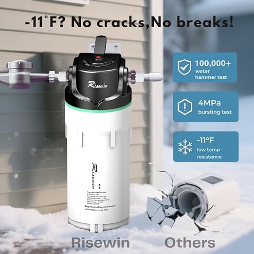 8GPM Whole House Water Filter & Water Filtration System – 3-Stage Chlorine/Sediment/Rust Filtration | Outdoor -11°F | Quick Install for Renters/Homeowners (Easy Replacement)