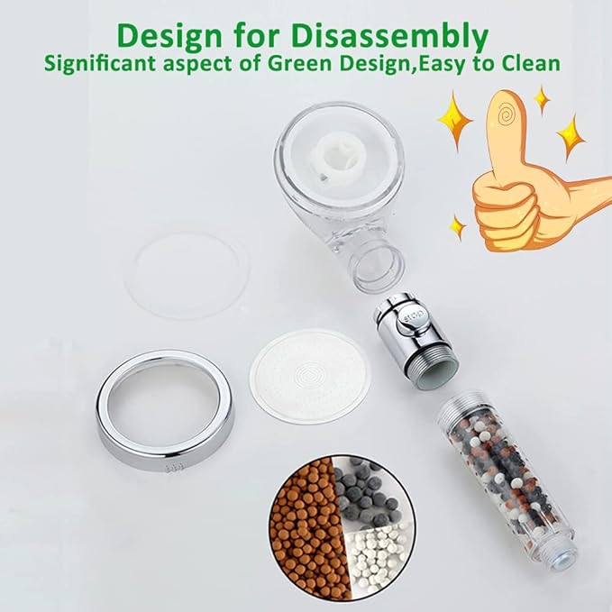 AYI Filtered Showerhead with Bracket Metal Hose High Pressure Handheld Shower Purifying Hard Water Softener Chlorine Flouride Filter Multi Modes Changeable Shower head Fresh Dry Skin & Hair Loss