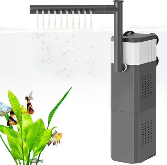 20W Large and Powerful Aquarium Filter, Adjustable Filter for 40-80Gal Fish Tank with Biochemical Sponges, Submersible Fish/Turtle Water Filters, Filtration/Oxygenation/Water Cycle 3in1 Filter