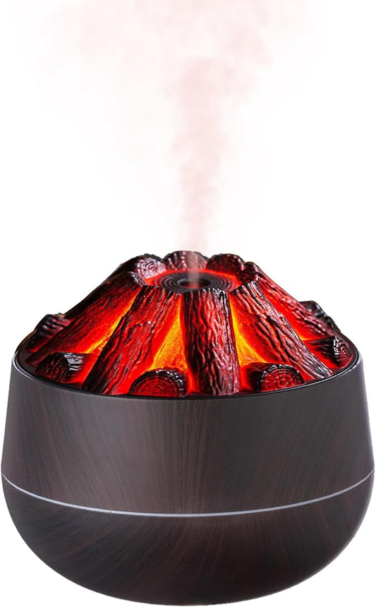 Flame Essential Diffuser Bonfire Humidifier 300ml Ultra-Quiet Auto-Off Aromatherapy Diffuser Campfire Flame Fire Diffuser for Home, Office or Gym- Black