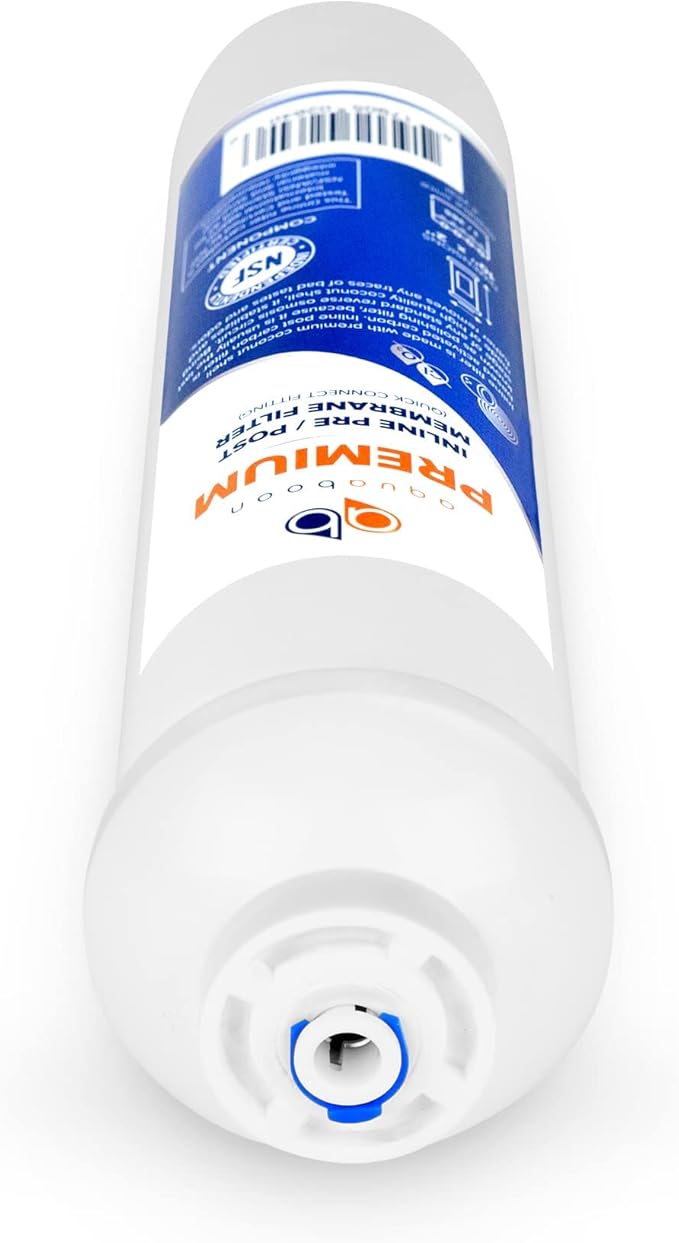 Aquaboon Premium Inline Post/Carbon Polishing Water Filter Catridge for Reverse Osmosis System Standard Size (Quick Connect Fiting) RO Water Filter Replacement Compatible with ICF-10 4-Pack
