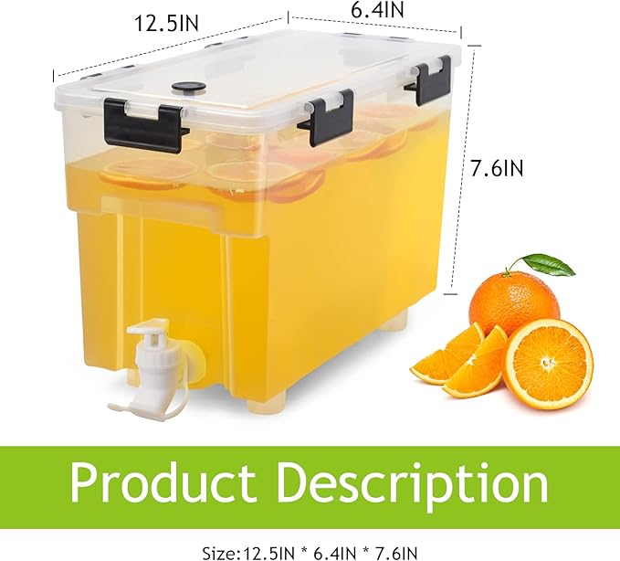 1.5 Gallon Drink Dispenser For Fridge,Beverage Dispenser With Spigot. Milk,Lemonade Dispenser,Juice Containers With Lids For Fridge, Parties And Dairly Use，100% Sealed And Filter screen