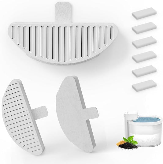 3 Pack Cat Fountain Filters - Compatible with Cat Water Dispenser, 67oz/2L Automatic Water Feeder (3 Filters+6 Sponges)