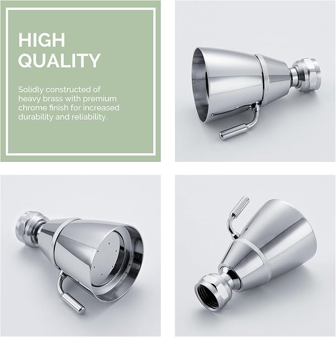 Angle Simple High Flow Shower Head, Brass Swivel Joint Adjustable Shower Sprayer, G 1/2, Chrome